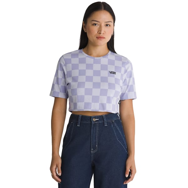 VANS Juniors' Check Crew Crop Short-Sleeve Tee