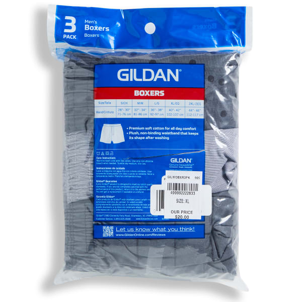 GILDAN Men's Woven Boxers, 3 Pack