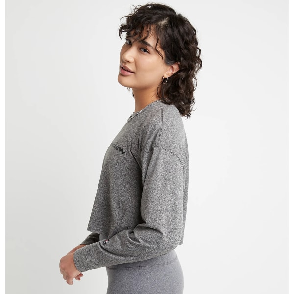 CHAMPION Women's Soft Touch Long-Sleeve Cropped Crewneck Tee