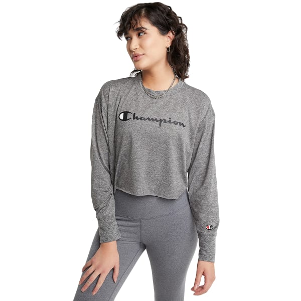 CHAMPION Women's Soft Touch Long-Sleeve Cropped Crewneck Tee