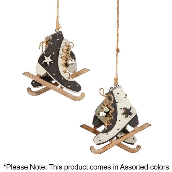 GIFTCRAFT Wooden Skate Ornament, 2 Assorted