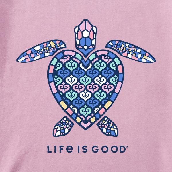 LIFE IS GOOD Women's Mandala Heart Turtle Short-Sleeve Crusher Tee