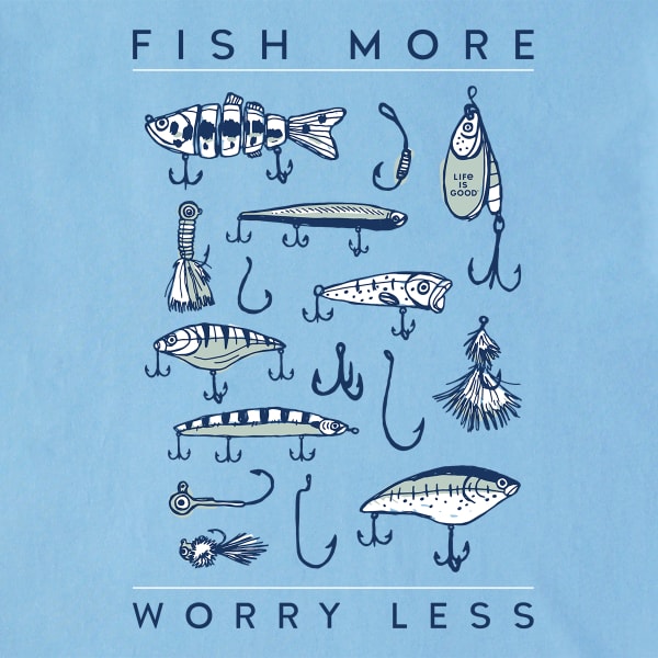 LIFE IS GOOD Men's Fish More Worry Less Short-Sleeve Tee