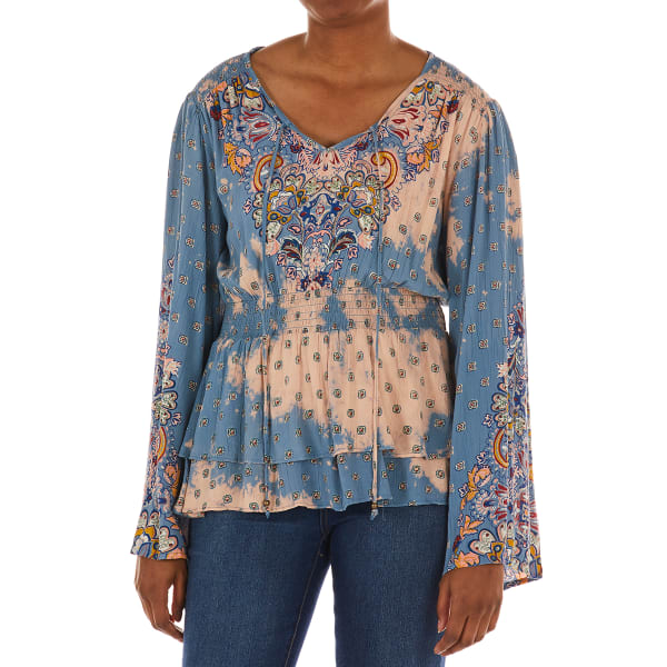 ANGIE Juniors' Tie Neck Bell Sleeve Top - Bob’s Stores