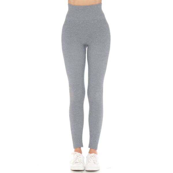 AMBIANCE Juniors' Seamless Ribbed Two-Tone Fleece Leggings.