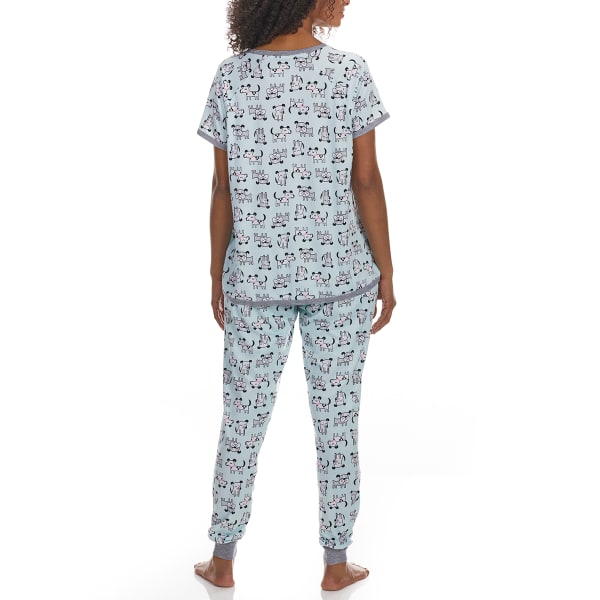 PILLOW TALK Women's Dogs Comfy Cozy Short-Sleeve Pajama Set, 2 Piece