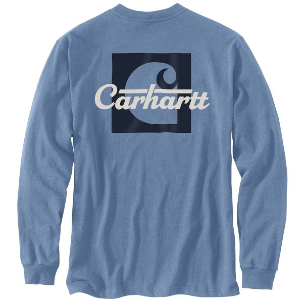 CARHARTT Men's 106040 Loose Fit Heavyweight Long-Sleeve Pocket Script Graphic T-Shirt, Extended Sizes