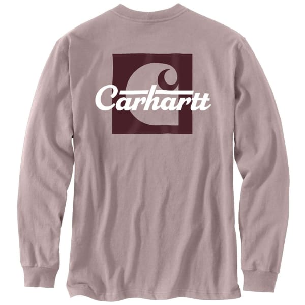 CARHARTT Men's 106040 Loose Fit Heavyweight Long-Sleeve Pocket Script Graphic T-Shirt, Extended Sizes