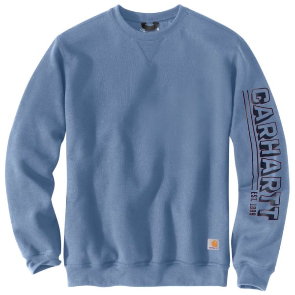 CARHARTT Men's 105941 Loose Fit Midweight Crewneck Logo Sleeve Graphic Sweatshirt, Extended Sizes