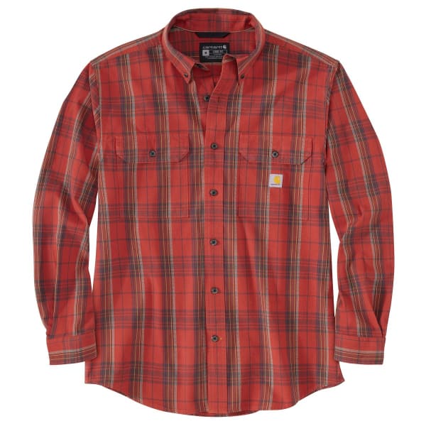 CARHARTT Men's 105946 Loose Fit Midweight Chambray Long-Sleeve Plaid Shirt, Extended Sizes