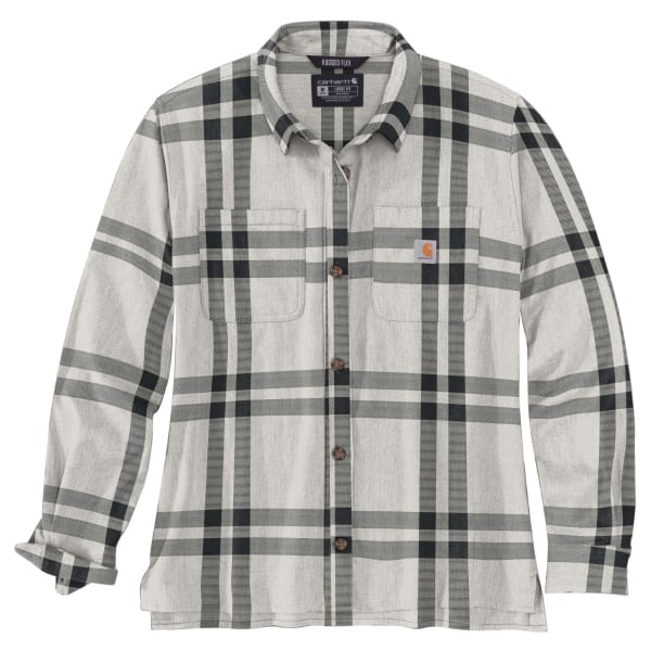 CARHARTT Women's 105989 Rugged Flex Loose Fit Midweight Flannel Long-Sleeve Plaid Shirt