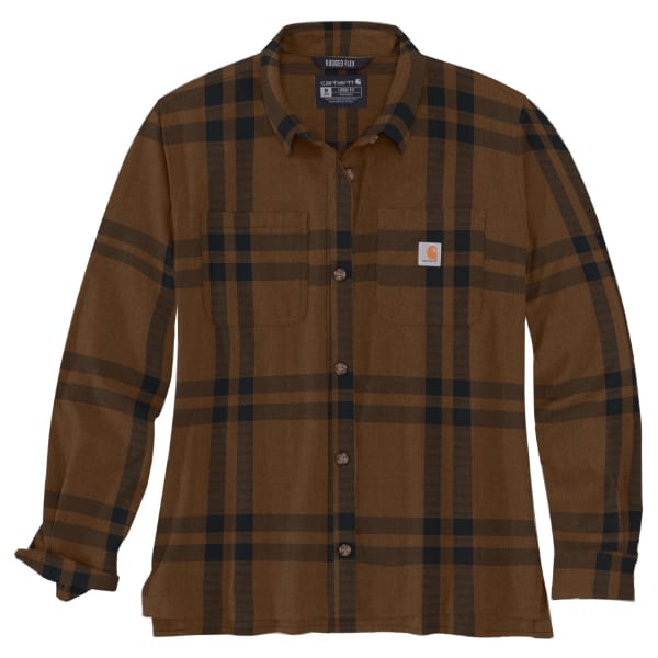 CARHARTT Women's 105989 Rugged Flex Loose Fit Midweight Flannel Long-Sleeve Plaid Shirt