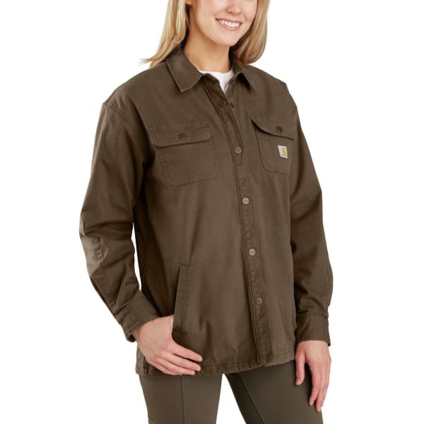 CARHARTT Women's 106024 Rugged Flex Loose Fit Canvas Fleece-Lined Shirt Jacket