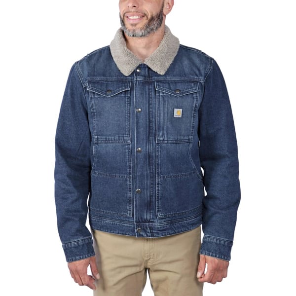 CARHARTT Men's 106323 Relaxed Fit Denim Sherpa-Lined Jacket, Extended Sizes