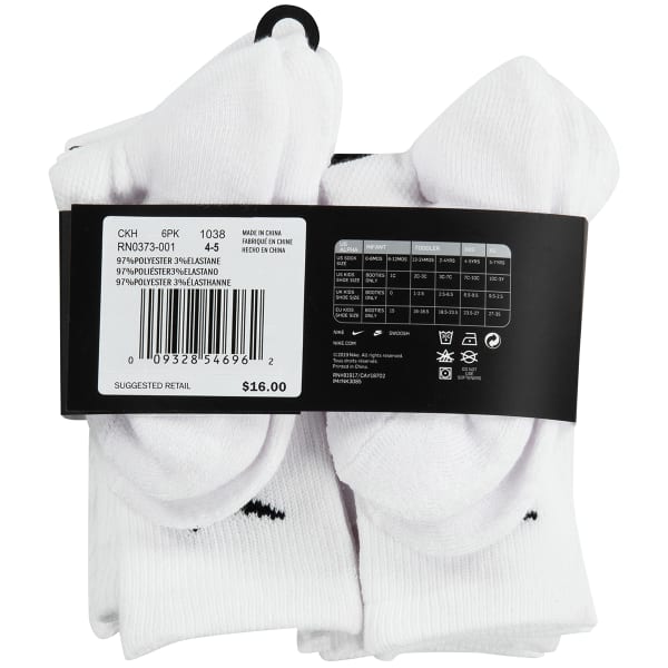 NIKE Boys' Cushion Crew Socks - 6 Pack