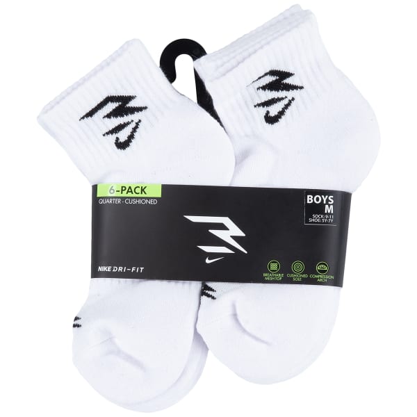 NIKE 3BRAND by Russell Wilson Boys Quarter Socks - 6 Pack