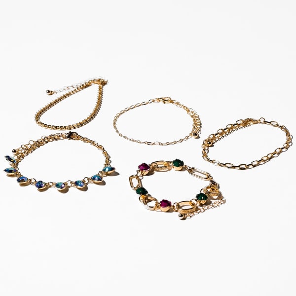 CHARMING CHARLIE Gold Chain Bracelets, 5 Pieces