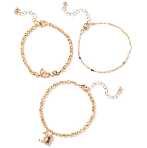 CHARMING CHARLIE Gold Lock Bracelets, 3 Pieces