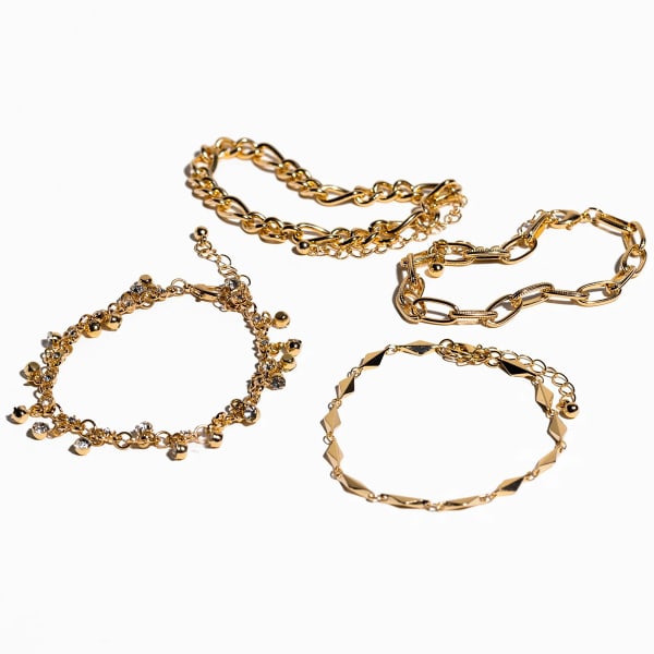 CHARMING CHARLIE Gold Link Bracelets, 4 Pieces