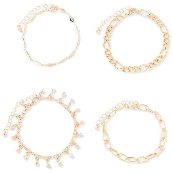 CHARMING CHARLIE Gold Link Bracelets, 4 Pieces