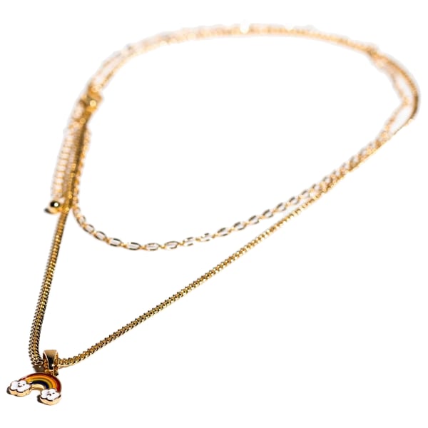 CHARMING CHARLIE Gold Rainbow Necklace, 2 Pieces