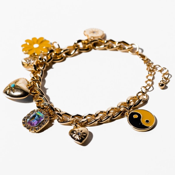 CHARMING CHARLIE Gold Heart Charm Bracelet