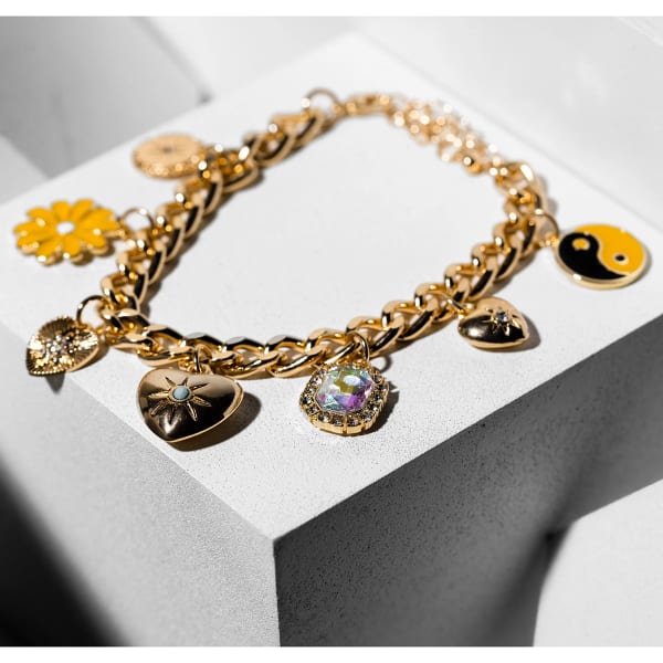 CHARMING CHARLIE Gold Heart Charm Bracelet