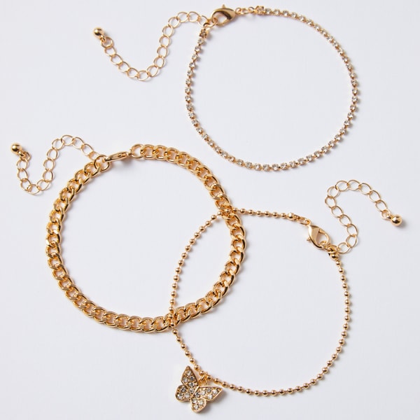 CHARMING CHARLIE Butterfly Gold Bracelets, 3 Pieces