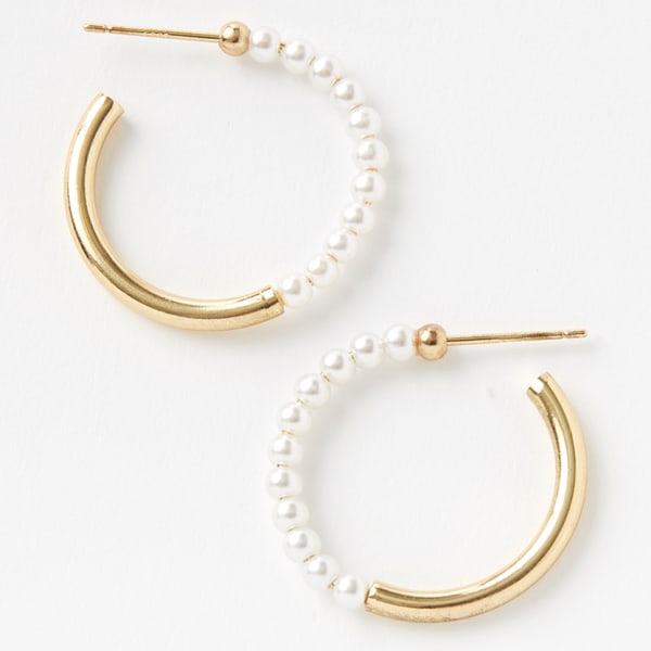 CHARMING CHARLIE Pearl Open Hoop Earrings