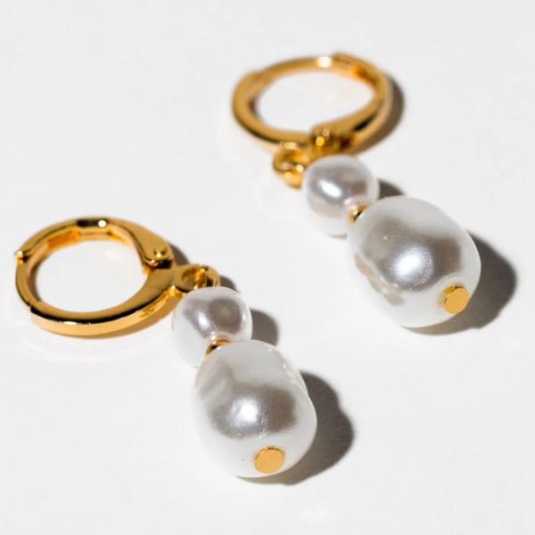 CHARMING CHARLIE Double Pearl Drop Earrings