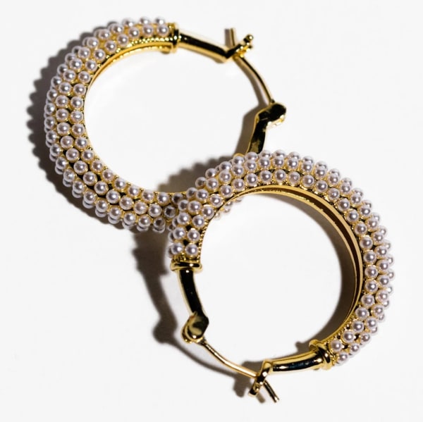 CHARMING CHARLIE Mini Pearl Hoop Earrings