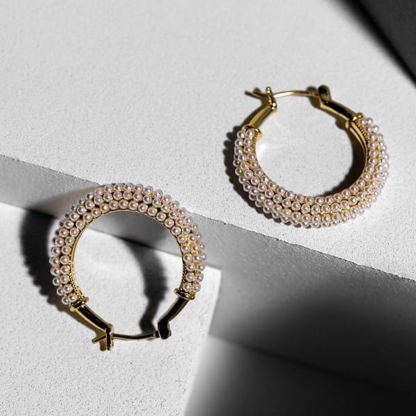 CHARMING CHARLIE Mini Pearl Hoop Earrings