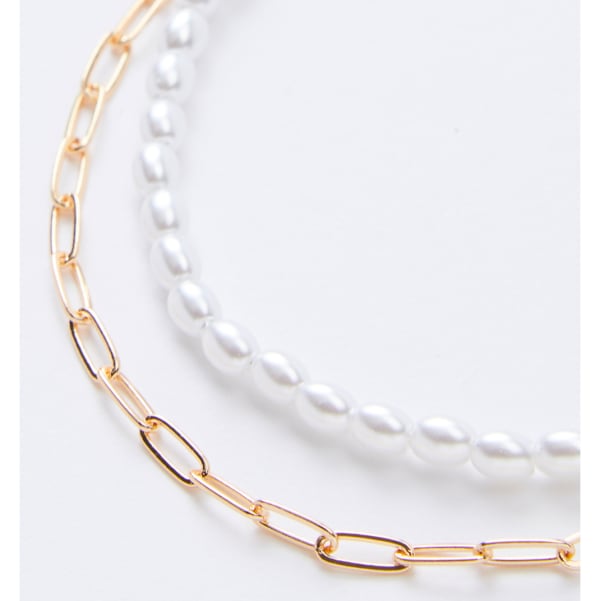 CHARMING CHARLIE Gold Heart Chain Pearl Necklace