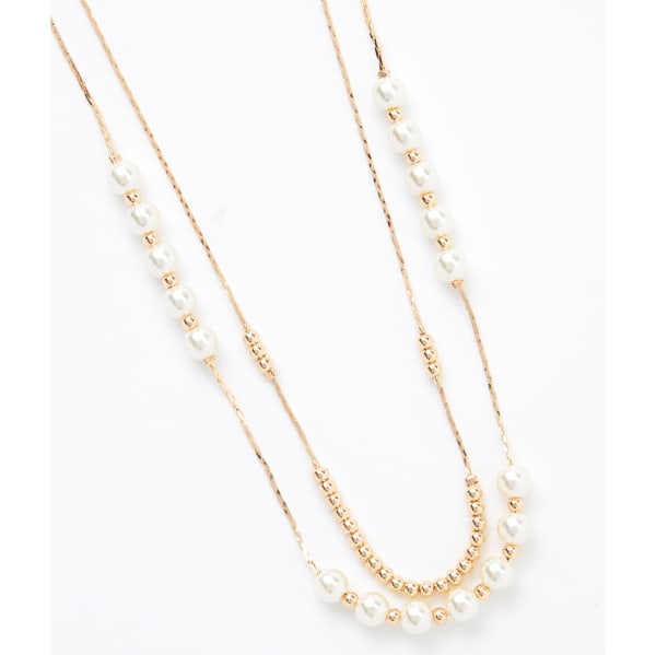 CHARMING CHARLIE Gold Pearl Station Cluster Necklace, 2 Pieces