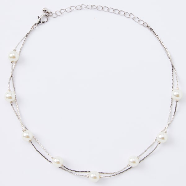 CHARMING CHARLIE Silver Pearl Station Necklace, 2 Pieces