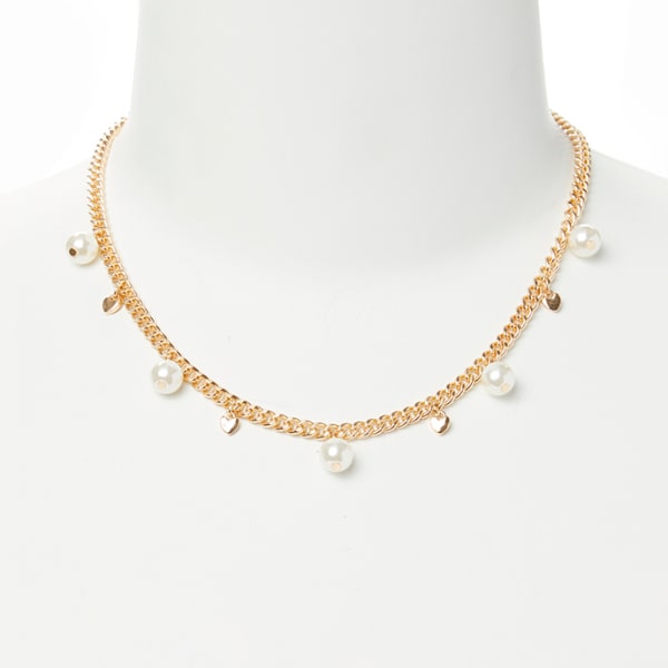 CHARMING CHARLIE Gold Rhinestone Pearl Necklace