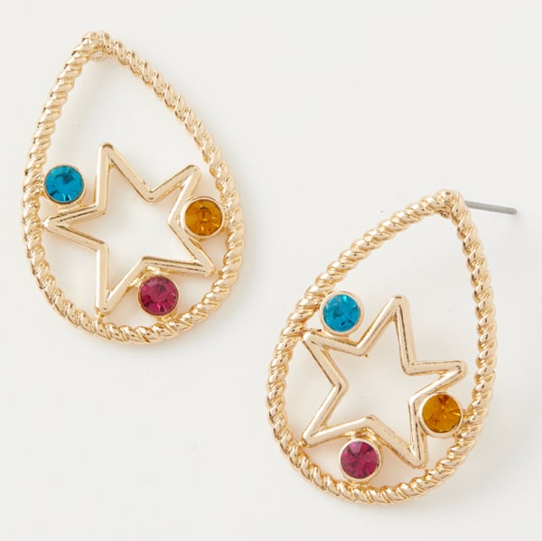 CHARMING CHARLIE Teardrop Enclosed Star Multi Color Earrings