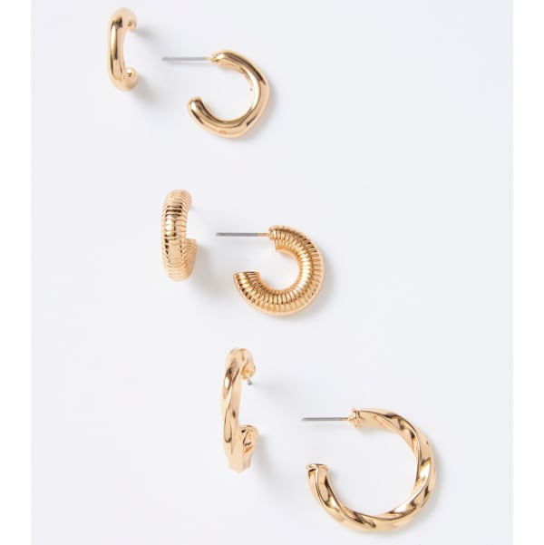 CHARMING CHARLIE Trio Gold Hoop Earrings, 3 Pairs