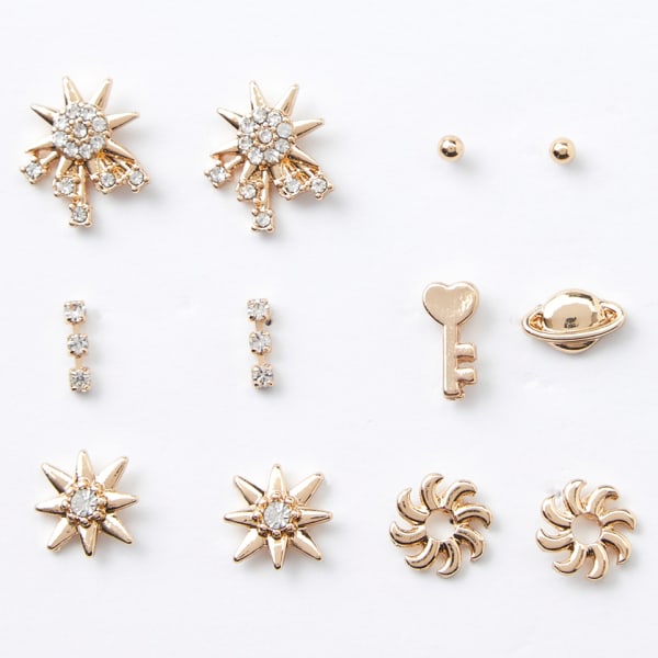 CHARMING CHARLIE Gold Earring Star Stud Earrings, 6 Pairs