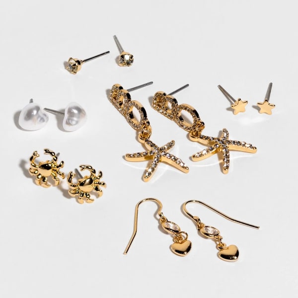 CHARMING CHARLIE Crystal Star Fish Earring Set, 6 Pairs