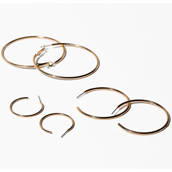 CHARMING CHARLIE Gold Hoop Earrings, 3 Pairs