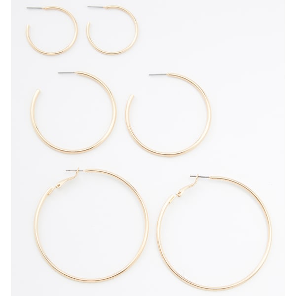 CHARMING CHARLIE Gold Hoop Earrings, 3 Pairs