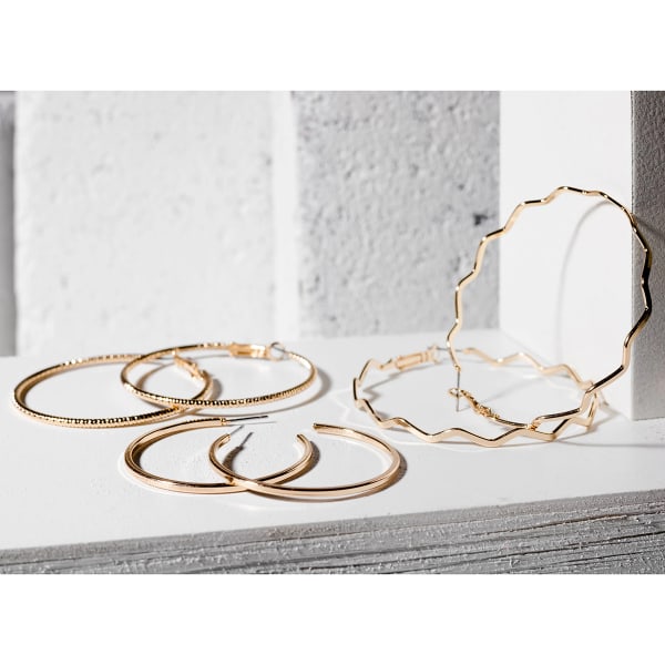 CHARMING CHARLIE Gold Hoop Earrings, 3 Pairs