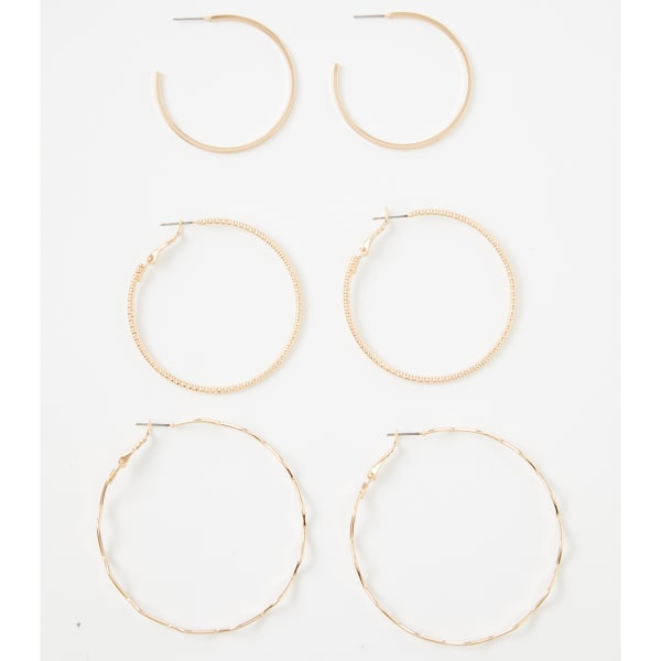 CHARMING CHARLIE Gold Hoop Earrings, 3 Pairs