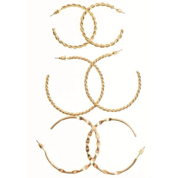 CHARMING CHARLIE Gold Hoop Earrings, 3 Pairs