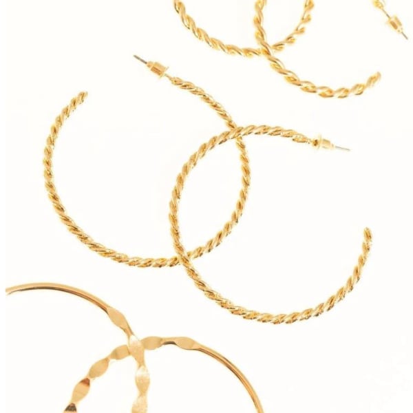 CHARMING CHARLIE Gold Hoop Earrings, 3 Pairs