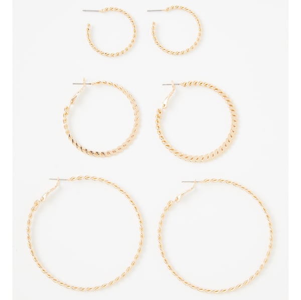 CHARMING CHARLIE Gold Hoop Earrings, 3 Pairs