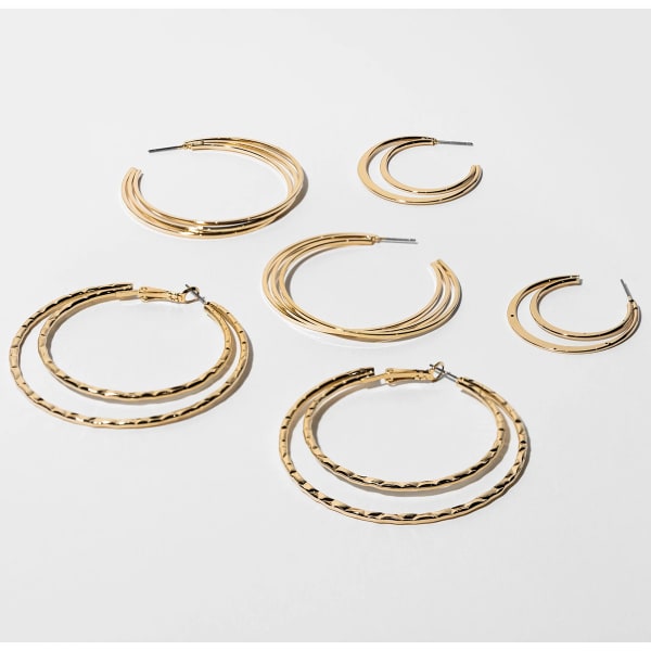 CHARMING CHARLIE Gold Hoop Earrings, 4 Pairs