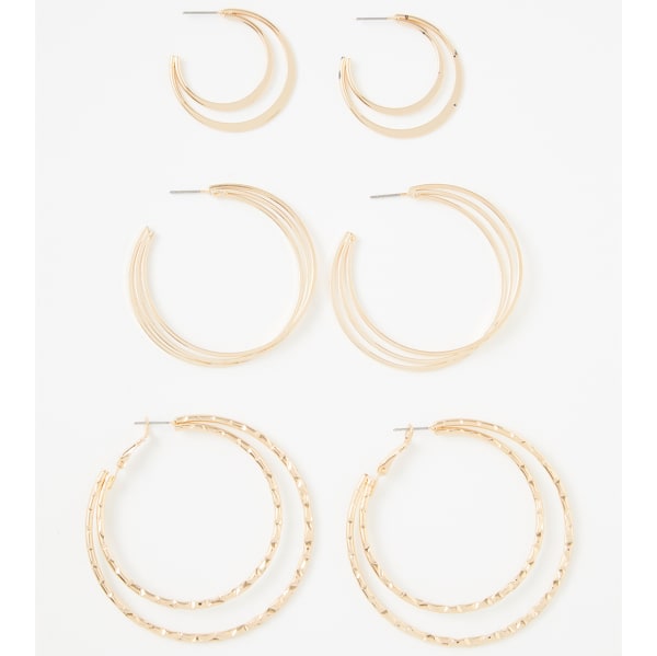 CHARMING CHARLIE Gold Hoop Earrings, 4 Pairs