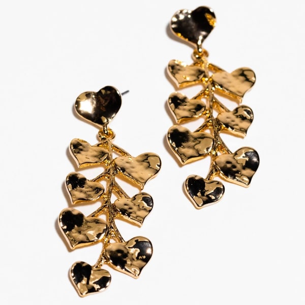 CHARMING CHARLIE Gold Heart Drop Earrings